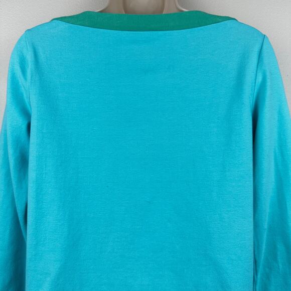 Kate Spade Knit Top Boatneck Color Block Turquoise Green Small Preppy Classic - Picture 6 of 11